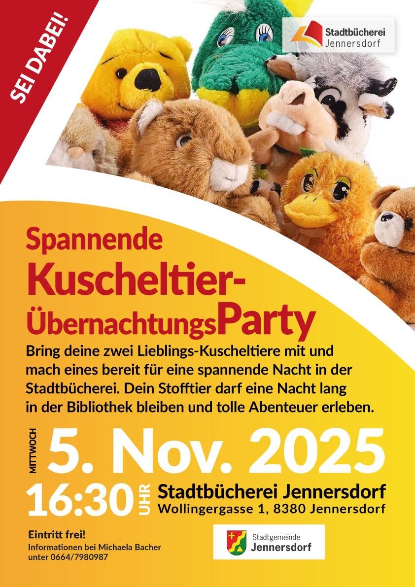 Plakat Kuscheltier-ÜbernachtungsParty