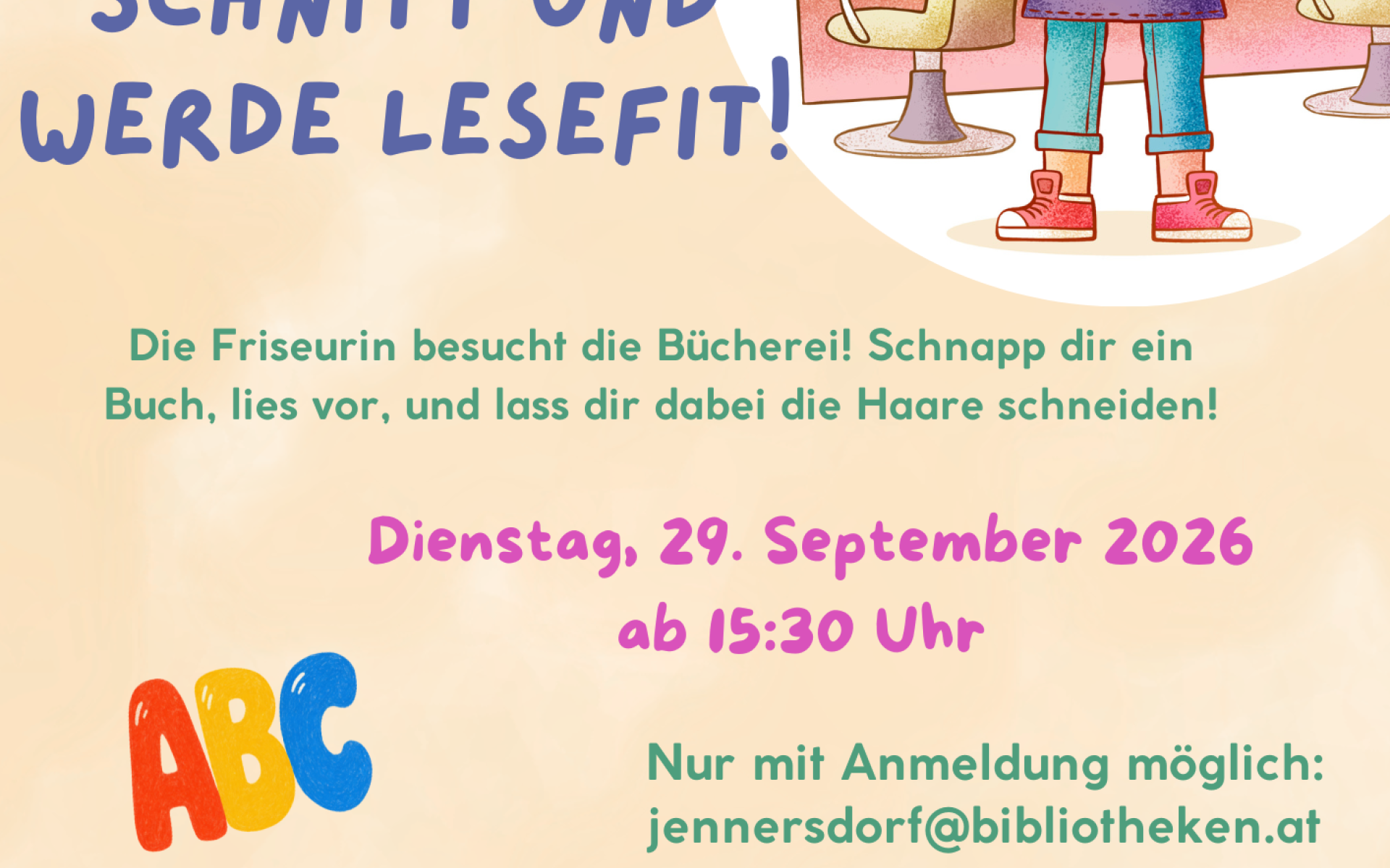 Plakat Buch´ einen Schnitt und werde lesefit! 29 09 2026