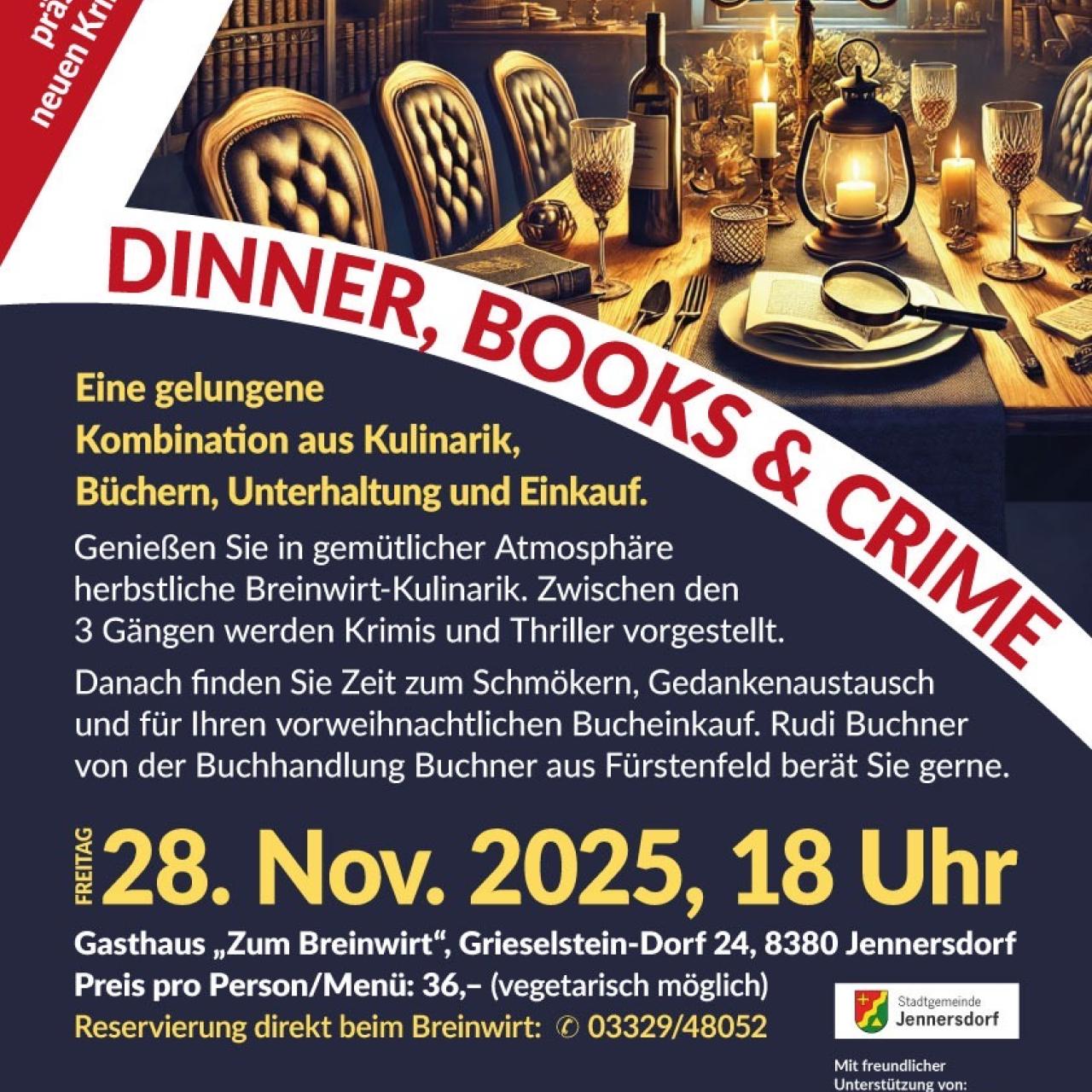 Plakat Dinner, Books, Crime,.... 28 11 2025