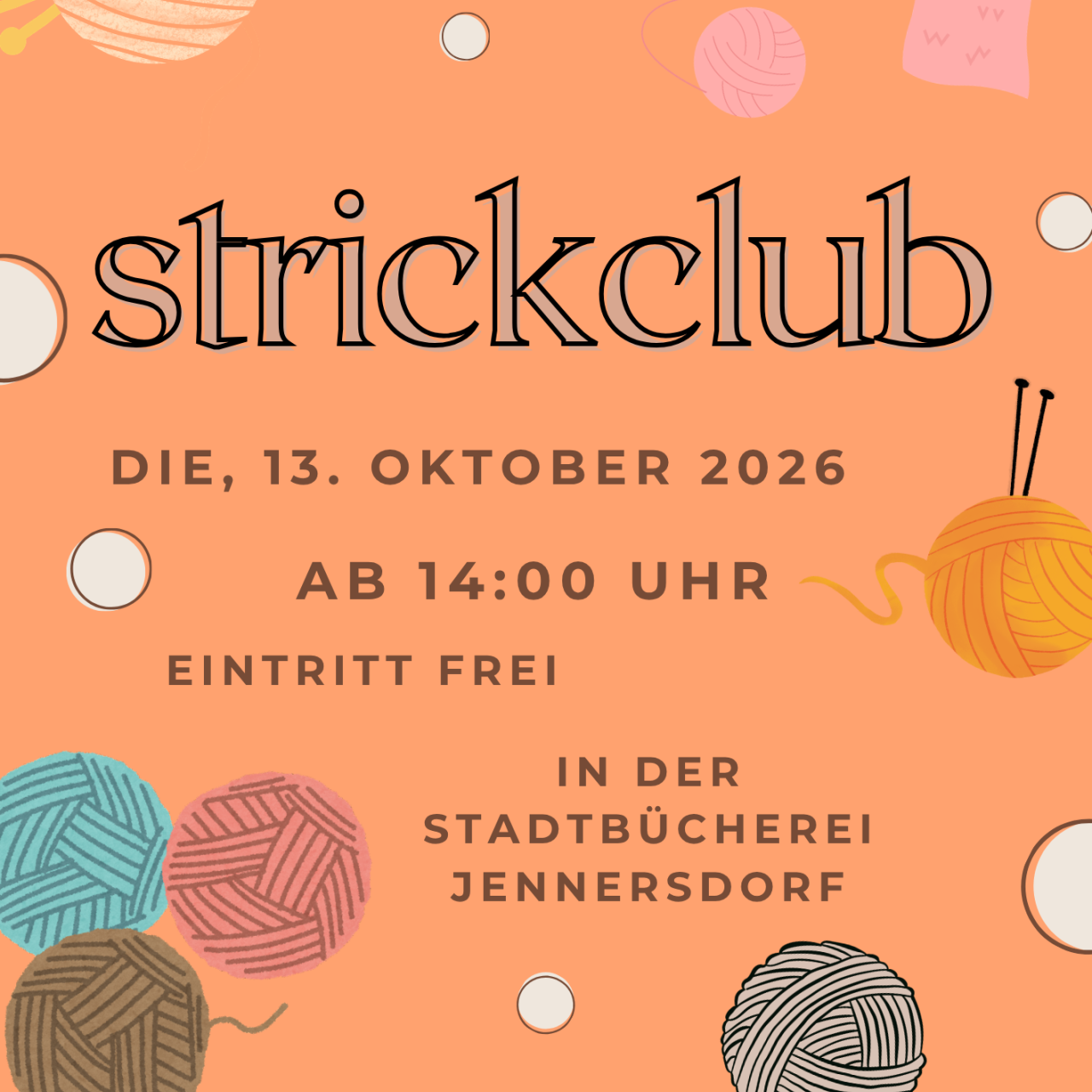 Strickclub Plakat 13. Oktober 2026